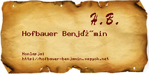 Hofbauer Benjámin névjegykártya