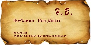 Hofbauer Benjámin névjegykártya